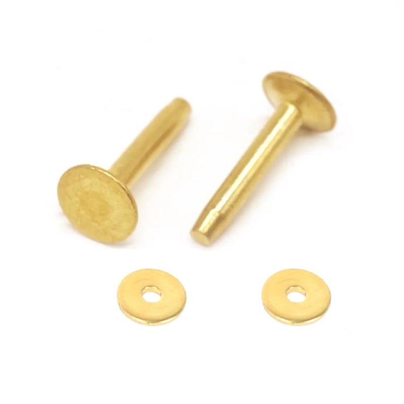UPUPMOON 50 Sets Solid Brass #12 Size 12 Copper Burrs Rivets Washers 3/4 inch (19mm) Long for Leather Crafting, Saddlery, DIY Metal Fabrication - Image 3
